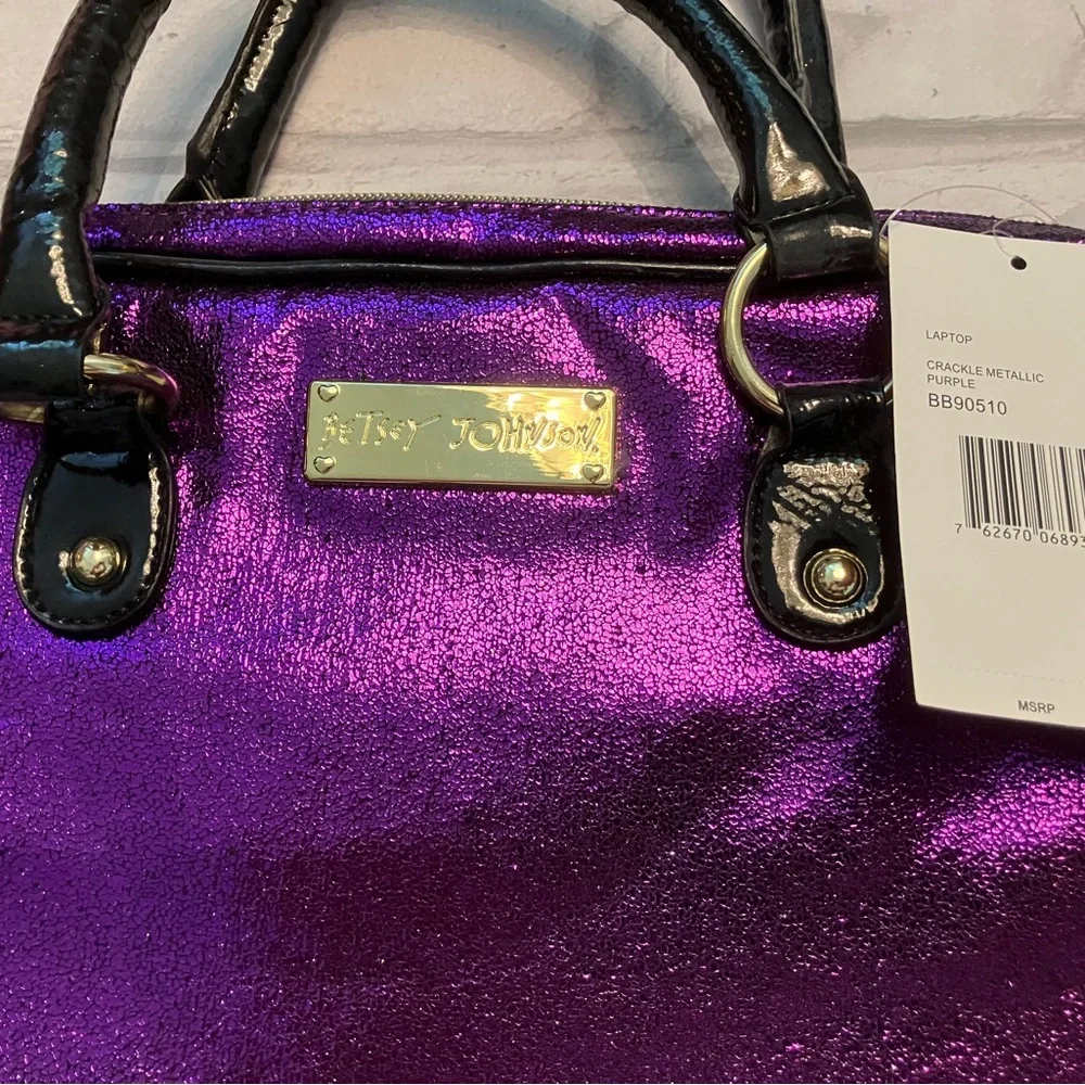 NWT Betsey Johnson Shimmery Purple Laptop Bag